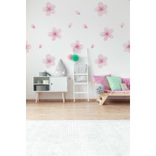 Pembe Çiçek Temalı 20 Parça Çocuk ve Bebek Odası Dekoratif Duvar Sticker Seti