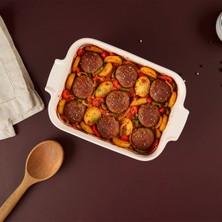 Aryıldız Elissa Dikdörtgen Fırın Kabı Mat Beyaz 25 cm