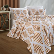 Enlora Home Baskılı Pike Takımı Çift Kişilik Segment Hardal