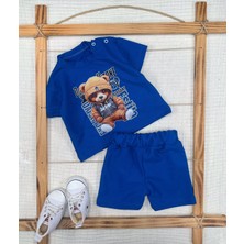 Diji Baby 9-12-18-24 Ay Dansçı Ayıcık Baskılı Şortlu Kısa Kollu Tişört 2li Erkek Bebek Takımı