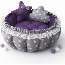 Jaju Baby Gri Yıldız Mor Tasarım Açılır Oyun Minderi - Güvenli Babynest