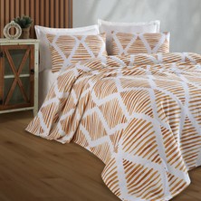 Enlora Home Baskılı Pike Takımı Tek Kişilik Segment Hardal