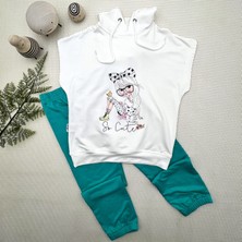 Diji Baby 3-4-5 Yaş Kapşonlu Sevimli Kız Baskılı Kısa Kolu 2li Kız Erkek Çocuk Takımı