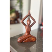 Miamantra Meditasyon Yapan El Yapımı Ahşap El Yapmı Kadın Heykelciği-20 cm