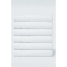 S&R 6 Adet Greek Desen Banyo Havlusu 70X140 cm Beyaz 500 gr Hotel Collection