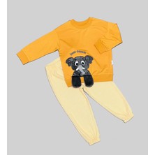 Diji Baby 1-2-3 Yaş Kulaklı Tavşan Figürlü Kuzu Kumaş Sweat Pantolon Uzun Kollu Kız Erkek 2 Li Takımı