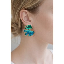 Feyz Tasarım Aurora Yeşil Istiridye Küpe