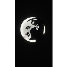 MORFEM3D Atatürk Silüetli LED Aydınlatmalı Daire Lamba (Duvar & Masa Üstü Kullanım)