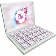 Blackeye Chocolate Kişiye Özel Isimli Kız Bebek Çikolatası Sunum Kutulu Bebek Çikolatası (72 Adet Madlen Çikolata)
