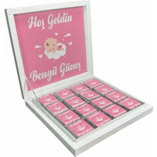 Blackeye Chocolate Kişiye Özel Isimli Kız Bebek Çikolatası Sunum Kutulu Bebek Çikolatası (32 Adet Madlen Çikolata)