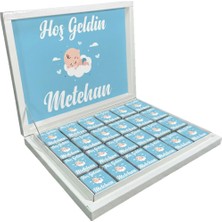 Blackeye Chocolate Kişiye Özel Isimli Erkek Bebek Çikolatası Sunum Kutulu Bebek Çikolatası (72 Adet Madlen Çikolata)