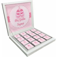 Blackeye Chocolate Kişiye Özel Isimli Kız Bebek Çikolatası Sunum Kutulu Bebek Çikolatası (48 Adet Madlen Çikolata)