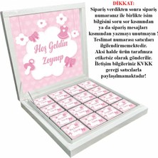 Blackeye Chocolate Kişiye Özel Isimli Kız Bebek Çikolatası Sunum Kutulu Bebek Çikolatası (32 Adet Madlen Çikolata)