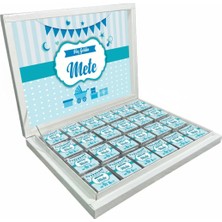 Blackeye Chocolate Kişiye Özel Isimli Erkek Bebek Çikolatası Sunum Kutulu Bebek Çikolatası (72 Adet Madlen Çikolata)
