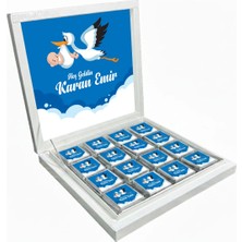 Blackeye Chocolate Kişiye Özel Isimli Erkek Bebek Çikolatası Sunum Kutulu Bebek Çikolatası (32 Adet Madlen Çikolata)