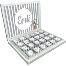 Blackeye Chocolate Kişiye Özel Isimli Erkek Bebek Çikolatası Sunum Kutulu Bebek Çikolatası (72 Adet Madlen Çikolata)