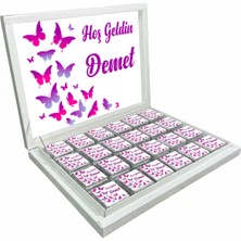 Blackeye Chocolate Kişiye Özel Isimli Kız Bebek Çikolatası Sunum Kutulu Bebek Çikolatası (72 Adet Madlen Çikolata)