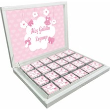 Blackeye Chocolate Kişiye Özel Isimli Kız Bebek Çikolatası Sunum Kutulu Bebek Çikolatası (72 Adet Madlen Çikolata)