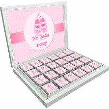 Blackeye Chocolate Kişiye Özel Isimli Kız Bebek Çikolatası Sunum Kutulu Bebek Çikolatası (72 Adet Madlen Çikolata)