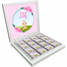 Blackeye Chocolate Kişiye Özel Isimli Kız Bebek Çikolatası Sunum Kutulu Bebek Çikolatası (32 Adet Madlen Çikolata)