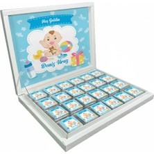 Blackeye Chocolate Kişiye Özel Isimli Erkek Bebek Çikolatası Sunum Kutulu Bebek Çikolatası (72 Adet Madlen Çikolata)