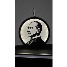 MORFEM3D Atatürk Silüetli LED Aydınlatmalı Daire Lamba (Duvar & Masa Üstü Kullanım)