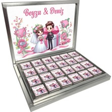 Blackeye Chocolate Kişiye Özel Isimli Söz Nişan Nikah Çikolatası - Gelin Bohçası Çikolatası - 72 Adet Madlen Çikolata