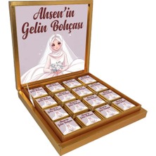 Blackeye Chocolate Kişiye Özel Isimli Tesettürlü Gelin Bohçası Çikolatası - 32 Adet Madlen Çikolata