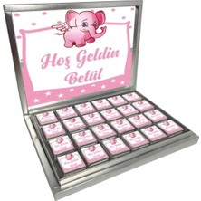 Blackeye Chocolate Kişiye Özel Isimli Kız Bebek Çikolatası (72 Adet Madlen Çikolata)