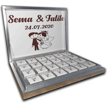 Blackeye Chocolate Kişiye Özel Isimli Söz Nişan Nikah Çikolatası (48 Adet Madlen Çikolata) Gümüş Kutu