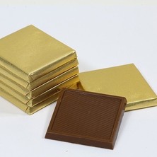 Blackeye Chocolate Sütlü Çizgili Sargılı Kare Madlen Çikolata Altın Renk (200 Adet)