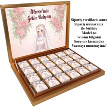 Blackeye Chocolate Kişiye Özel Isimli Tesettürlü Gelin Bohçası Çikolatası - 72 Adet Madlen Çikolata