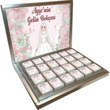 Blackeye Chocolate Kişiye Özel Isimli Tesettürlü Gelin Bohçası Çikolatası - 72 Adet Madlen Çikolata