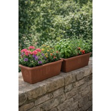 Binbirreyon 2 Adet Terracotta Balkon Saksı 51CM Kahverengi Plastik AH076