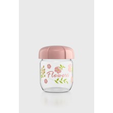 Renga Rhea 425 ml Flower Desenli Cam Kavanoz 132005 Pembe