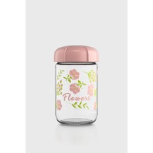 Renga Rhea 660 ml Flower Desenli Cam Kavanoz 132006 Pembe