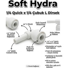 Softhydra 1/4 Inç x 1/4 Inç (Quick)Hızlı Bağlantı L Dirsek - 90 Derece Su Arıtma Cihazı Hortum Birleştirme Aparatı - Sızdırmaz Push-Fit Fitting - (1-5-10-50-100 Adet Paket Seçenekli)