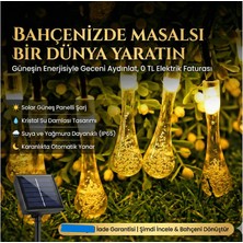 İsmiyle Al 10 LED 2 Metre Sarı Kristal Su Damlası Güneş Enerjili LED Işık Solar Bahçe Ağaç Lamba Aydı
