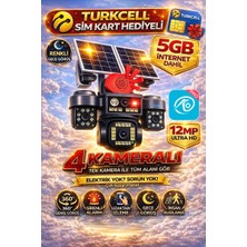 O-Kam OK337 Premium  12MP 4 Kameralı 4G Çift Solar Panel AOV Gece Görüş Sesli Konuşma Turkcell Sim Kart