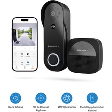 Şımart Akıllı Kapı Zili 4mp Kamera Gece Görüşlü, Mobil Uygulama, IP54 Sertifikalı, Hareket Sensörlü