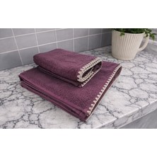 Türkühome Krem Istiridye Dikişli %100 Pamuk Yumuşak Dokulu Yüksek Su Emici 2'li Banyo Havlu SETI|50X90-70X130