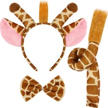 Zenvia Zürafa Kosümü Aksesuar Seti 3 Lü - Taç Papyon Kuyruk