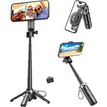 Juo JST30 Magsafe Manyetik Kumandalı Tripod Monopod Selfie Çubuğu Android iPhone Uyumlu Siyah