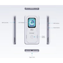 D-Link DWR-500V 5g Mifi AX900 6000MAH Bataryalı ve Renkli Dokunmatik Ekranlı Taşınabilir Mobil Router