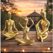 Ayder Online Satış 09 cm -18 cm  Ebatlarında Kırılmaz Polyester,3 Lü Yoga Yapan Kızlar Biblosu