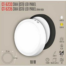 Cata CT-5235 18W Sıyah Kasa Sıva Ustu LED Panel