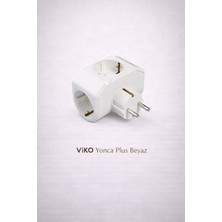 Viko Yonca Plus Beyaz Üçlü Topraklı Priz – Kompakt Tasarım