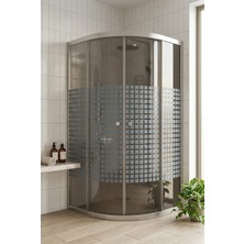 Sanica New Spiga 4mm Cam Duşakabin Oval Füme Parlak Desenli 80 x 80 cm 185 cm Yükseklik