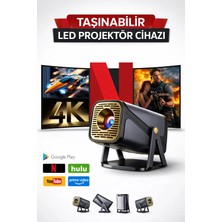 Android Taşınabilir Projeksiyon Cihazı Ev Sinema Sistemi 4K Destekli Ultra Hd