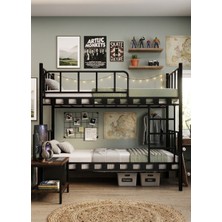 Missidea Zambak Ayrılabilir Fonksiyonel Metal Ranza Siyah 90X190 cm